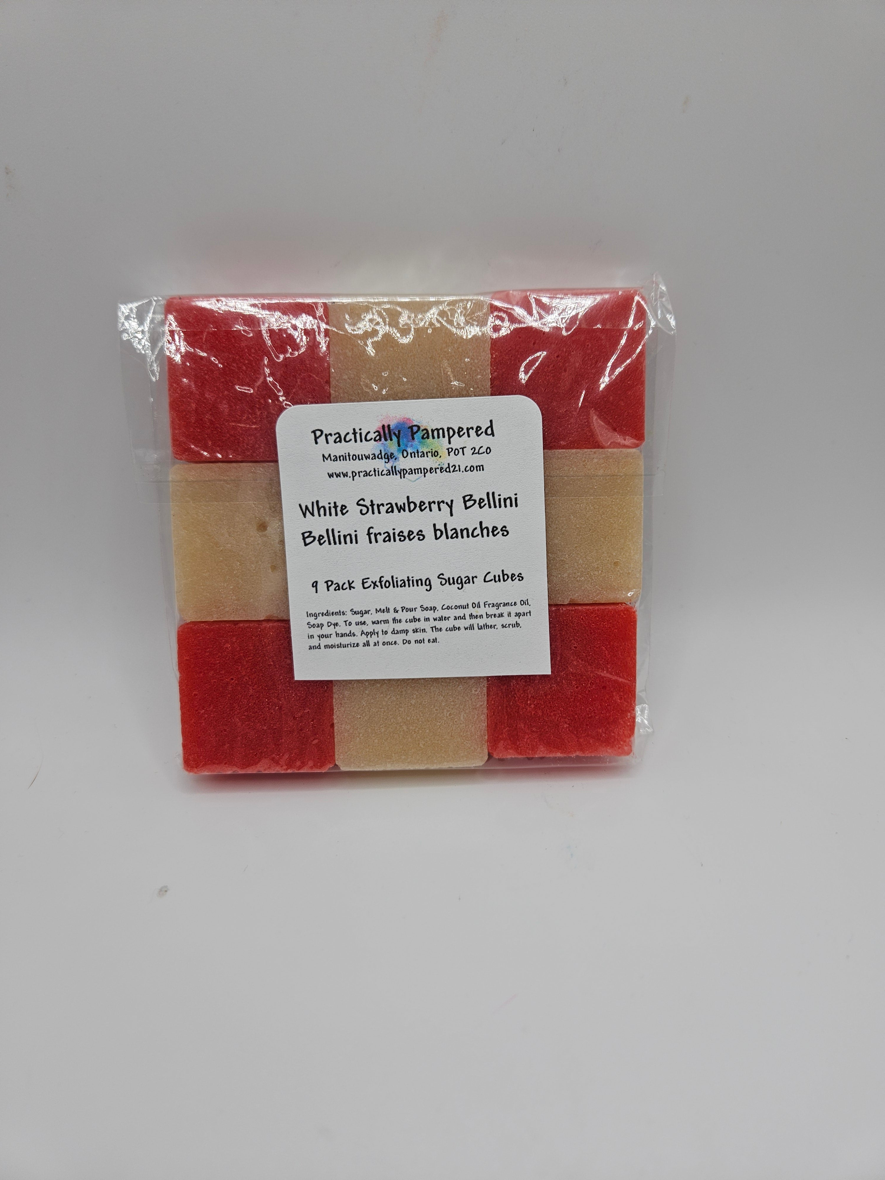 White Strawberry Bellini 9 Cube Exfoliating Body Sugar Cubes